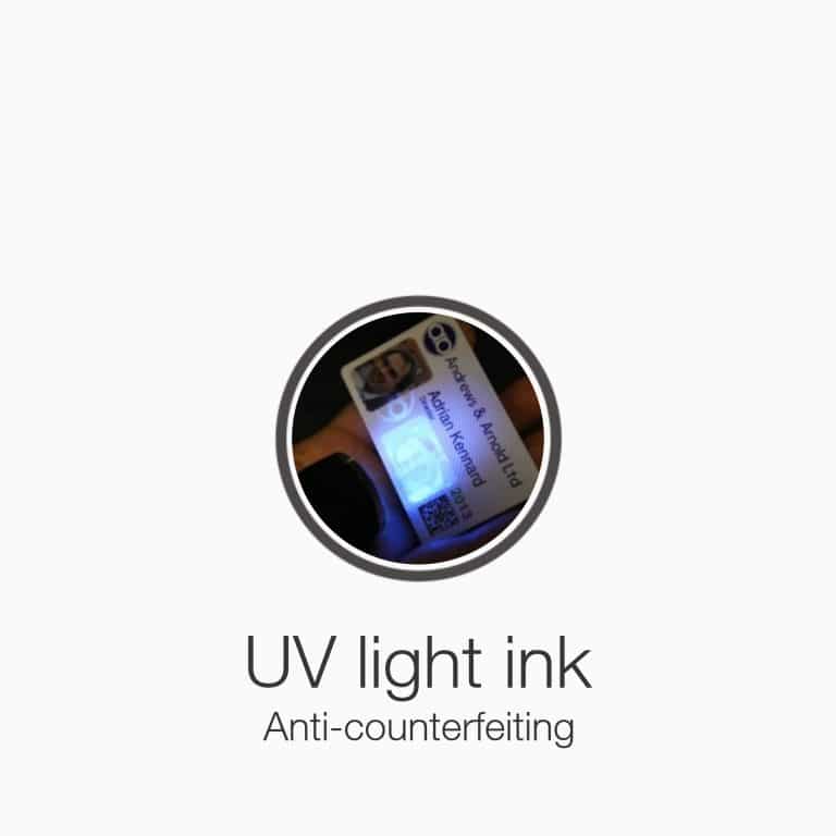 UV light ink plasticcards