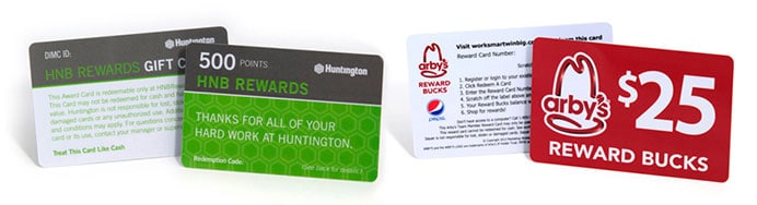 plastic reward cards